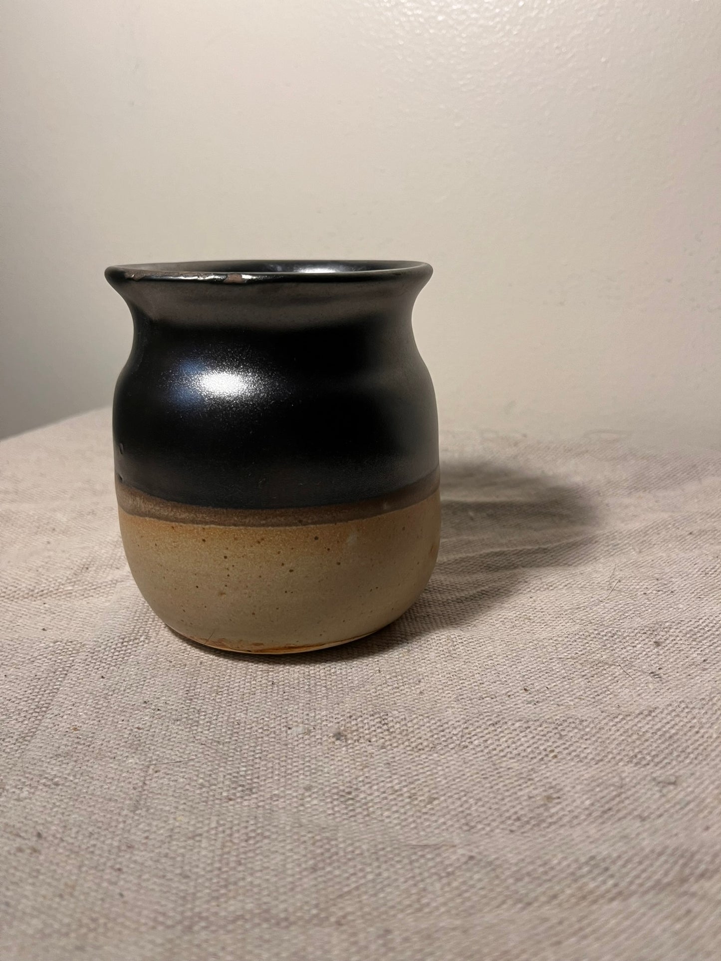 black & tan small vase